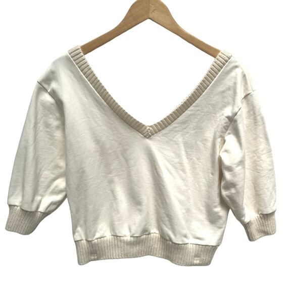 3.1 Phillip Lim French Terry Crop Sweater in Ivory - Size M - Picture 1 of 9